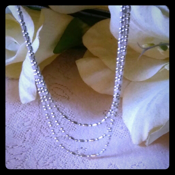 Vintage | Jewelry | Vintage Triplestrand Silver Chain Necklace | Poshmark